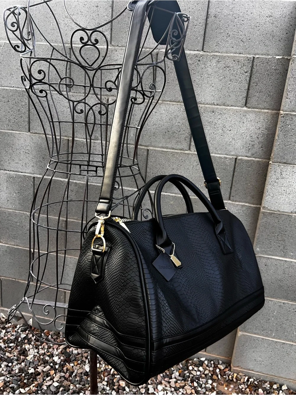 Black Vegan leather Weekender bag